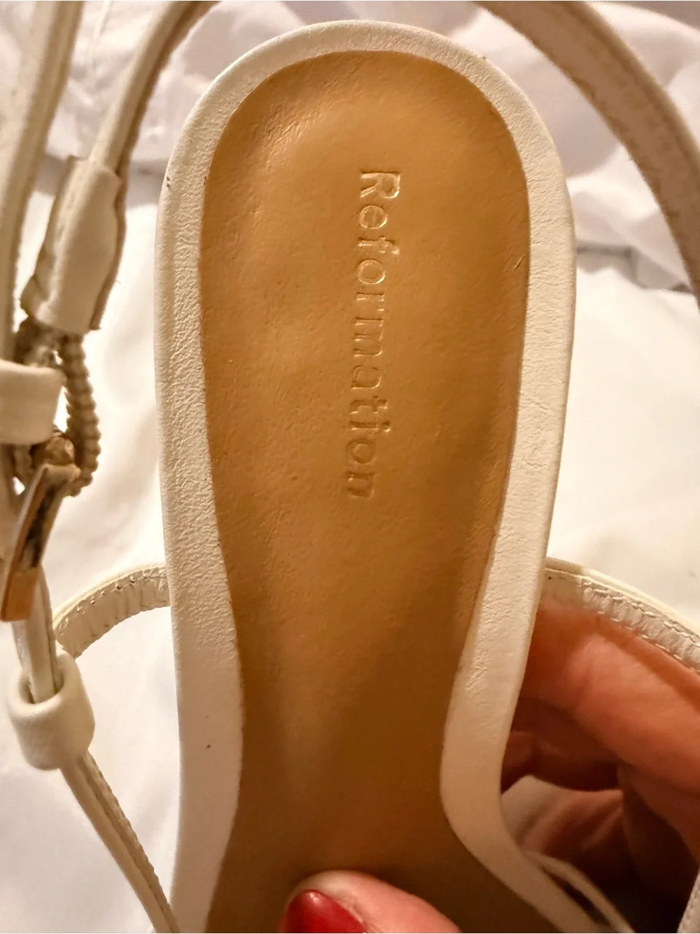 Reformation Ivory Strappy Square-Toe Heeled Sandals Size 6 -FLAWED